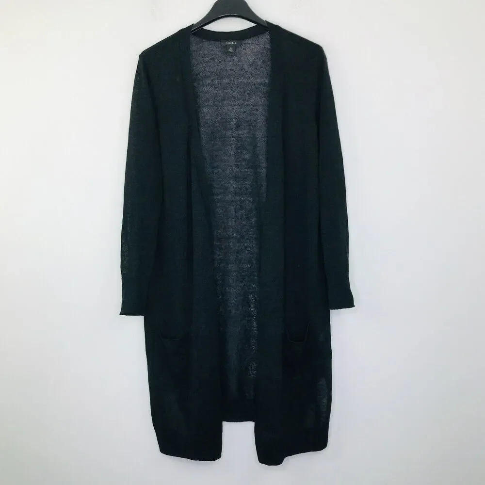 Halogen Women's MP Cardigan Sweater Black Open Side Slit Lightweight Flaw CF16
